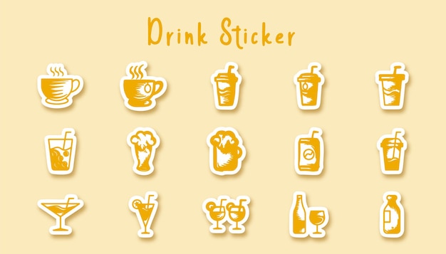 Free Vector glass beverage doodle art sticker