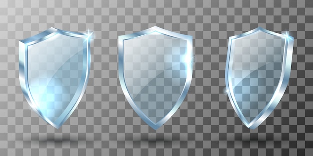 Free vector glass shield, realistic award trophy, certificate