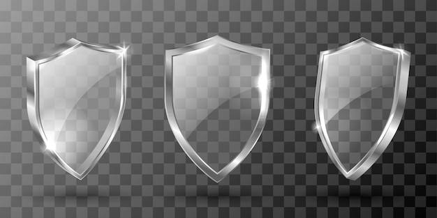 Free vector glass shield, realistic award trophy, certificate