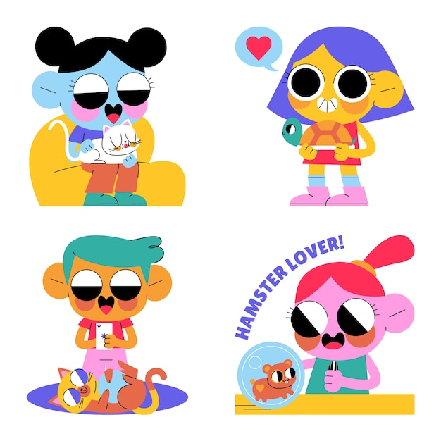 Glazed pets stickers collection