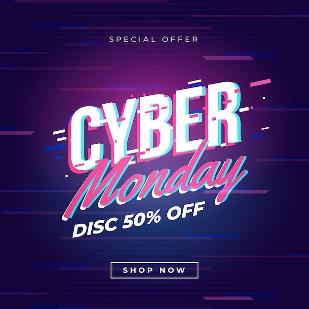 Free Vector glitch cyber monday