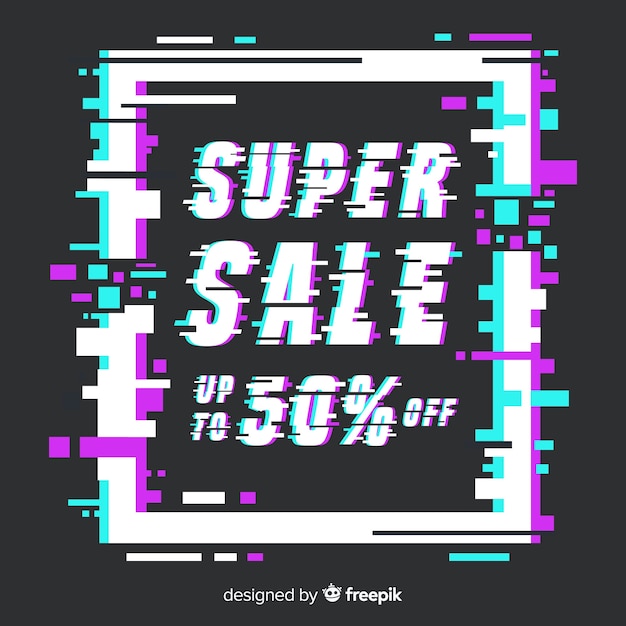 Free vector glitch sale background