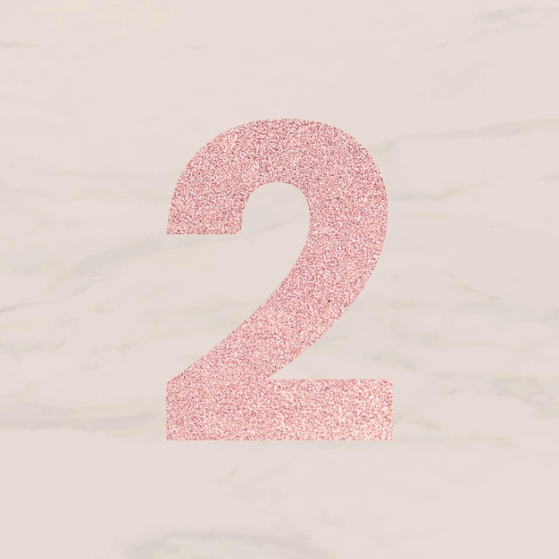 Free Vector glitter rose gold number 2 typography vector