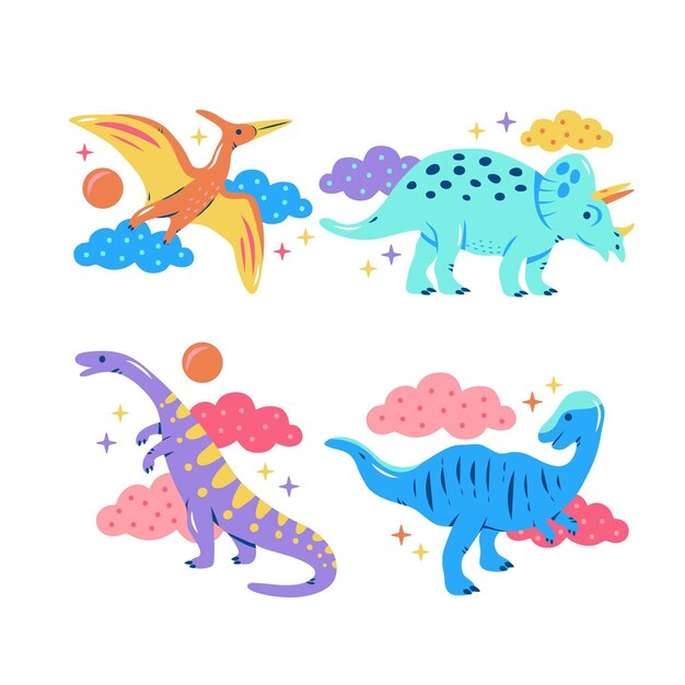 Glitzy dinosaurs stickers collection