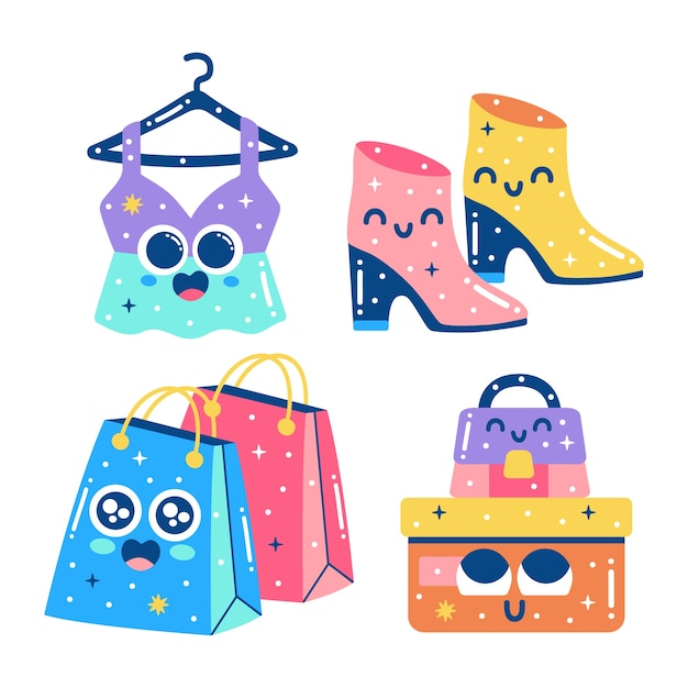 Free vector glitzy fashion shop stickers