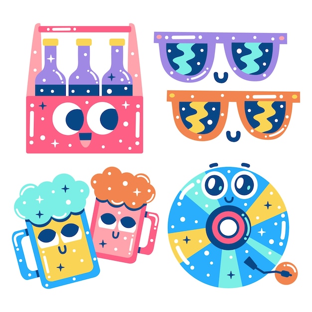 Free Vector glitzy night party stickers