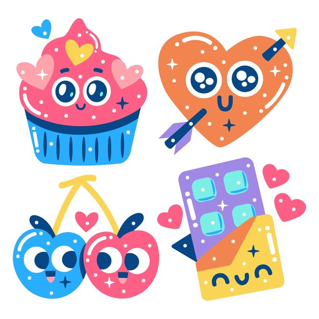 Glitzy valentines day stickers collection