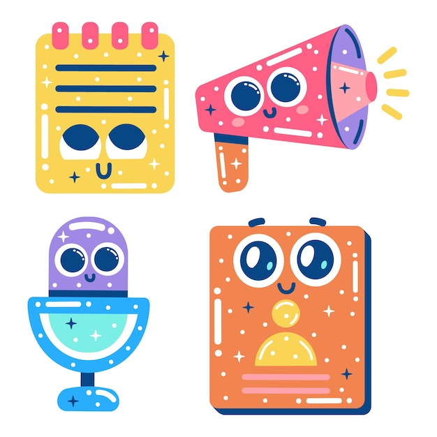 Free Vector glizty essentials stickers collection