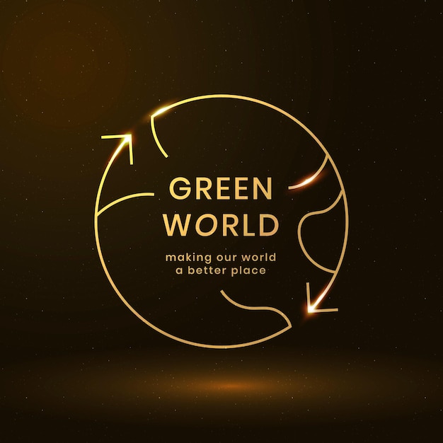 Free vector global environmental logo vector with green world text