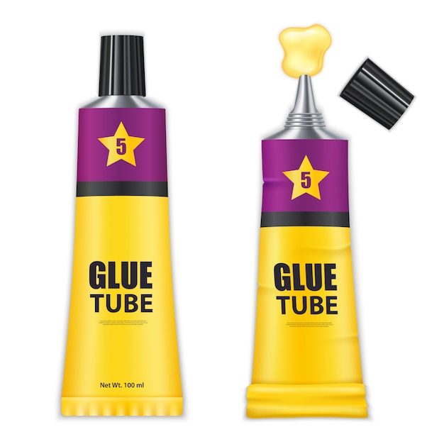 Free vector glue tubes realistic set