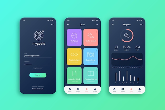 Free Vector goals and habits tracking app
