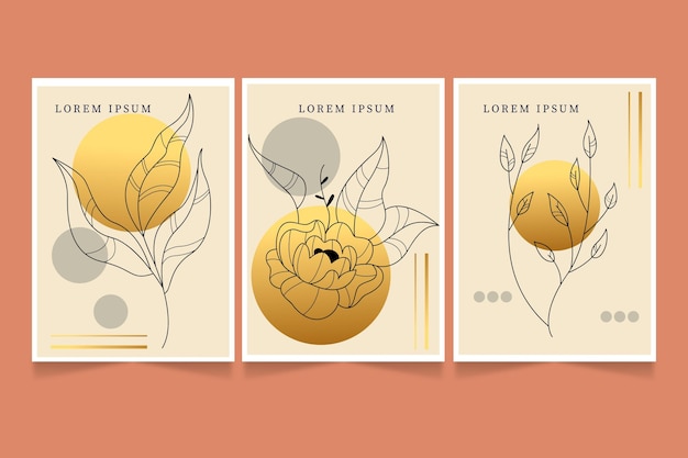 Free Vector gold botanical cover collection