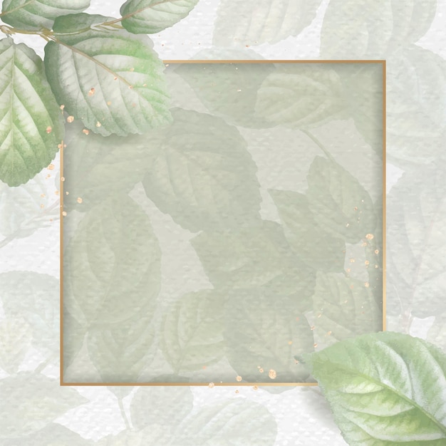 Free Vector gold frame on foliage background