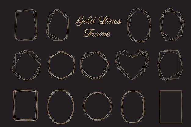 Free Vector gold modern geometric line frame collection