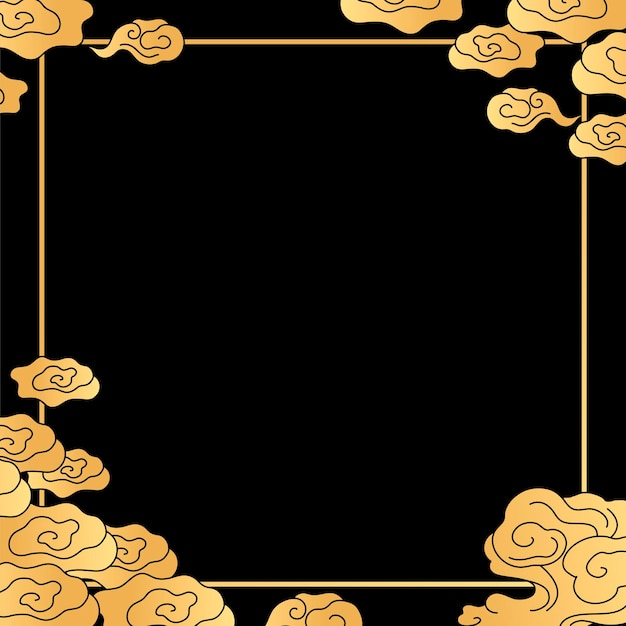 Free Vector gold oriental frame, cloud chinese illustration vector