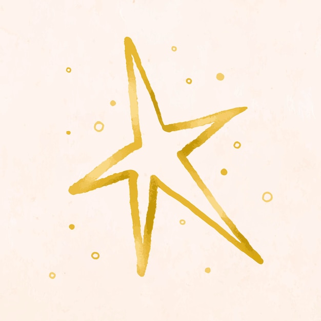 Free Vector gold star doodle, christmas hand drawn vector, cute winter holidays illustration