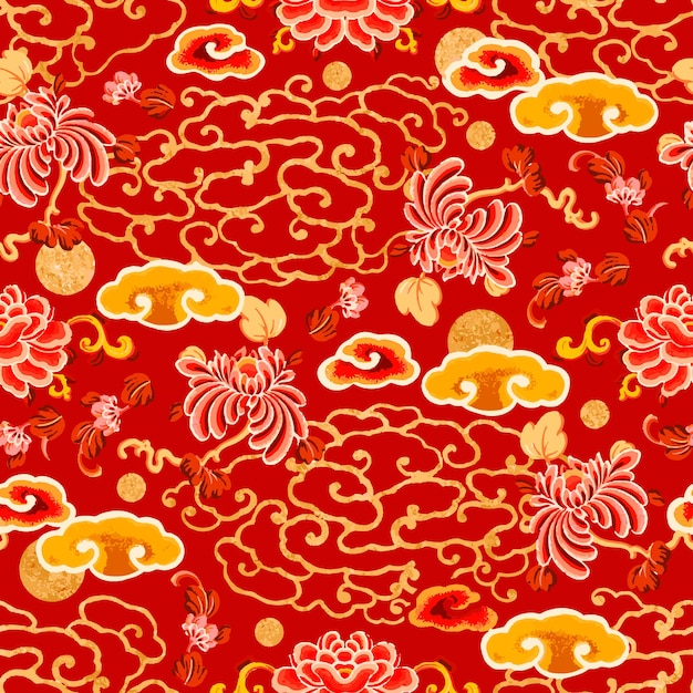 Free Vector gold vector chinese art pattern transparent background seamless