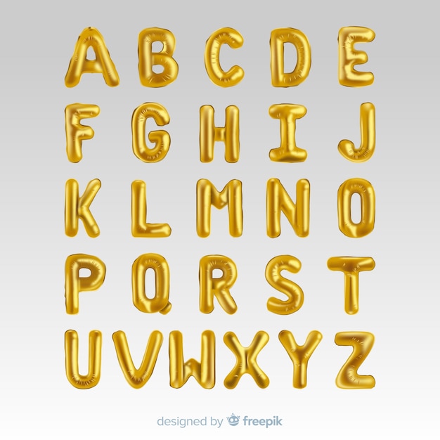 Free Vector golden alphabet balloon