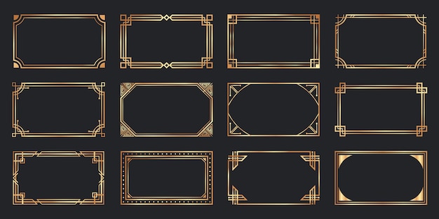 Free Vector golden art deco frames