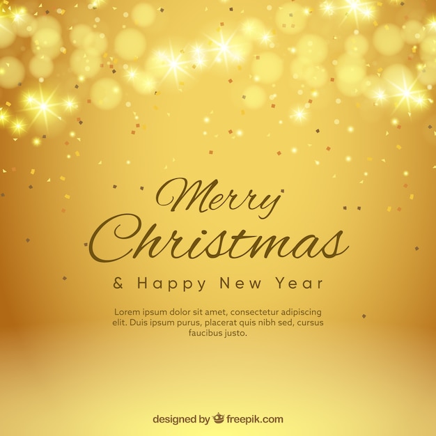 Free vector golden background bokeh of merry christmas