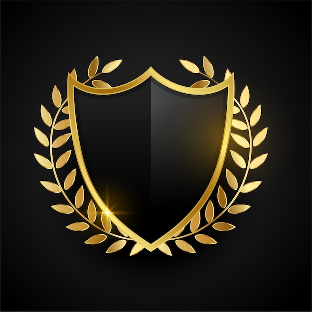 Free vector golden badge or shield with gold leaves