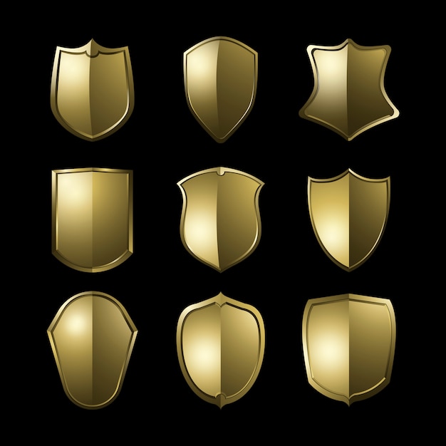 Free vector golden baroque shield elements vector set