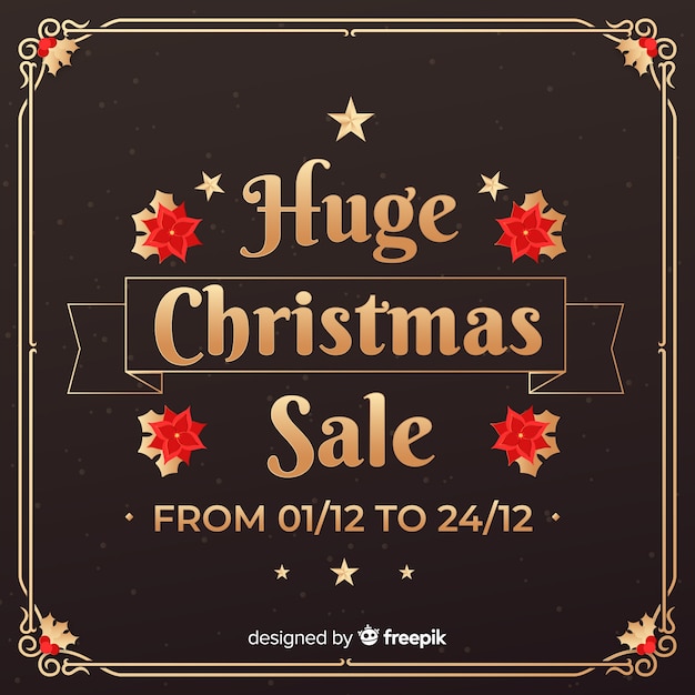 Free Vector golden christmas sale background