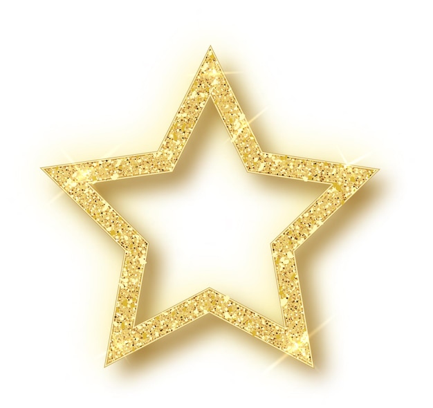 Free vector golden christmas star isolated on white background.