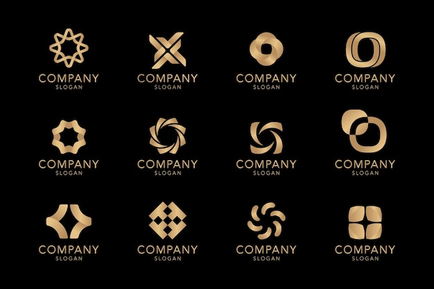 Free vector golden company logo collection