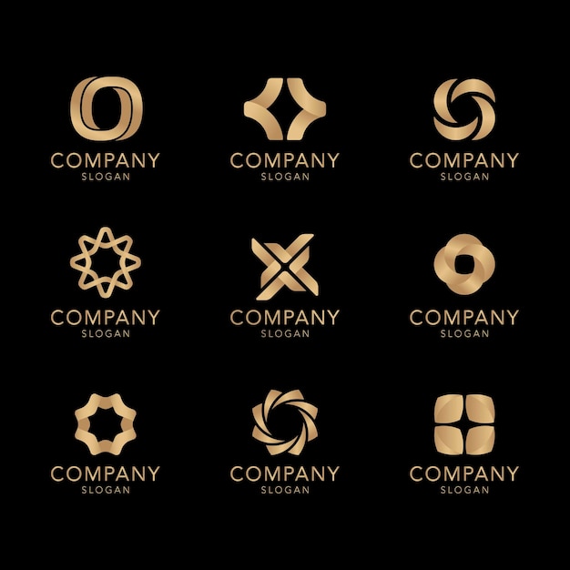 Free Vector golden company logo collection 