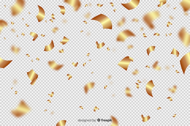 Golden confetti background realistic style