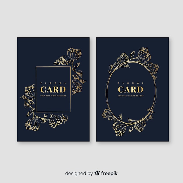 Free Vector golden floral cards collection