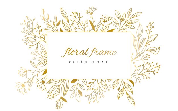 golden floral plants frame