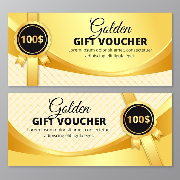 Free Vector golden gift voucher template