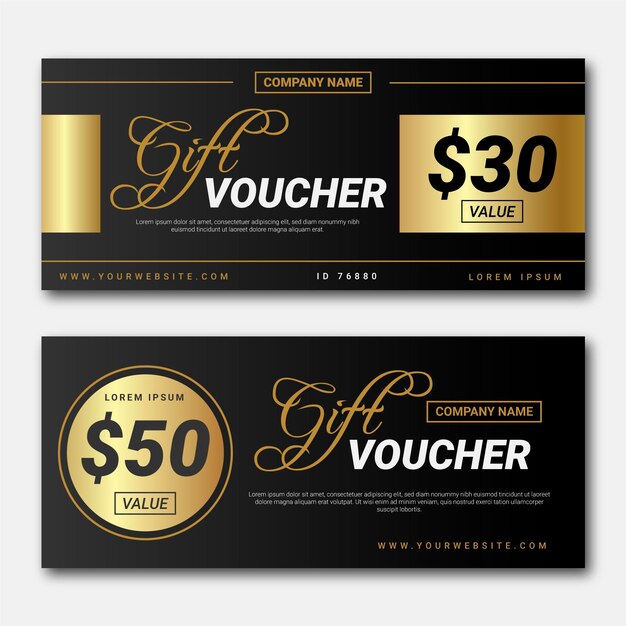 Golden gift voucher template