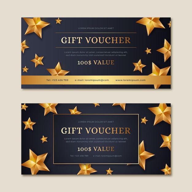 Golden gift voucher with 100% value