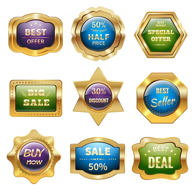 Free Vector golden sale badges