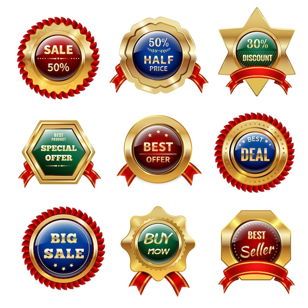 Free Vector golden sale labels