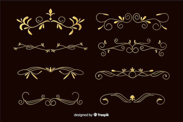 Free Vector golden segmented frames ornament collection 