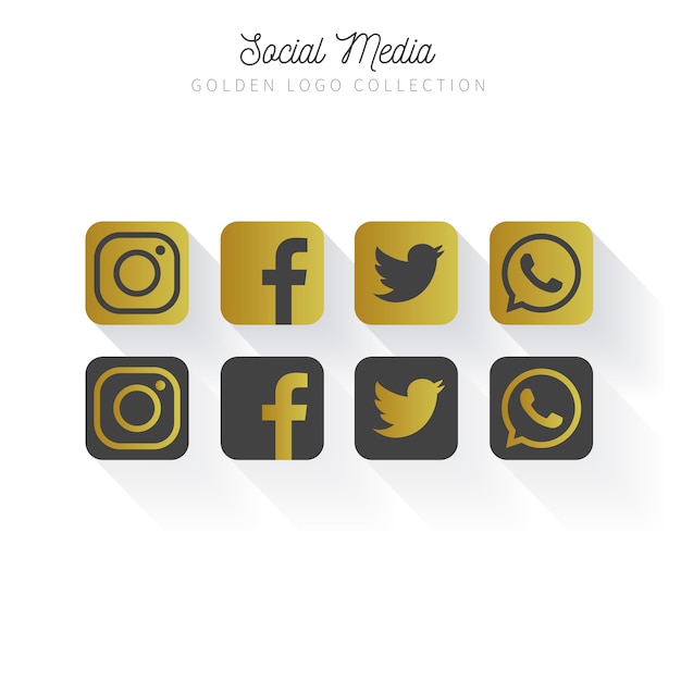 Free Vector golden social media logo collection