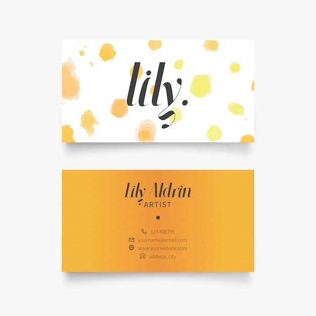 Free Vector golden splatters business card template