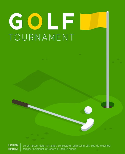 Golf tournament promo poster flat template