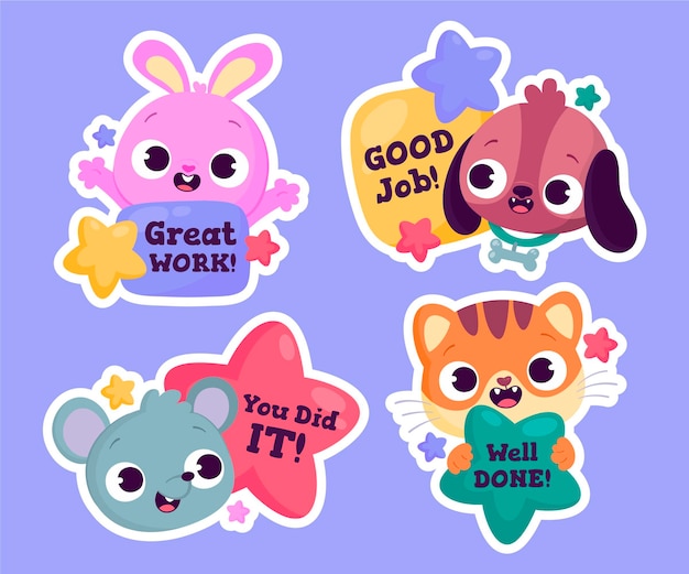 Free Vector good job and great job stickers set