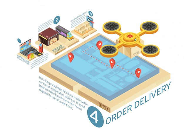 Free Vector goods online delivery isometric infographics with internet shopping, warehouse, route transportation on screen of gadget vector illustration