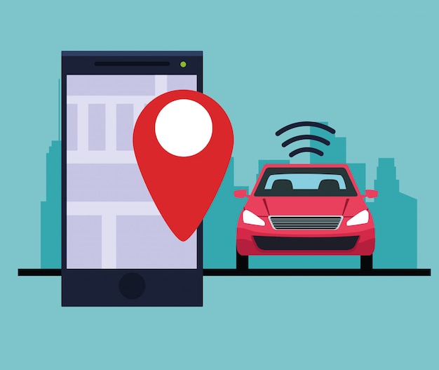 Free Vector gps location car service 