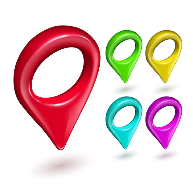 Free Vector gps pointer multicolor navigate locate set vector