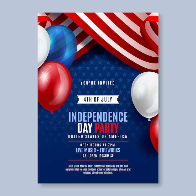 Gradient 4th of july celebration invitation template