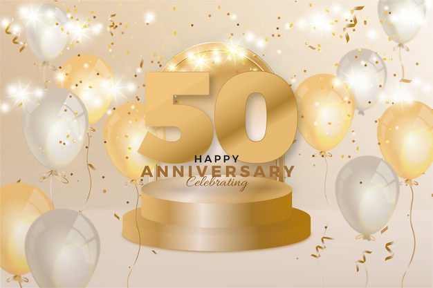 Free Vector gradient 50th anniversary and birthday