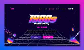 Free vector gradient 80s party landing page