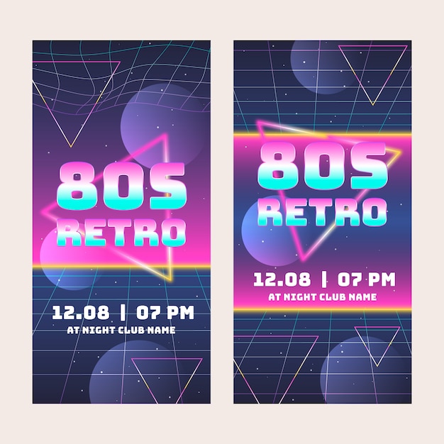 Free vector gradient 80s party vertical banner